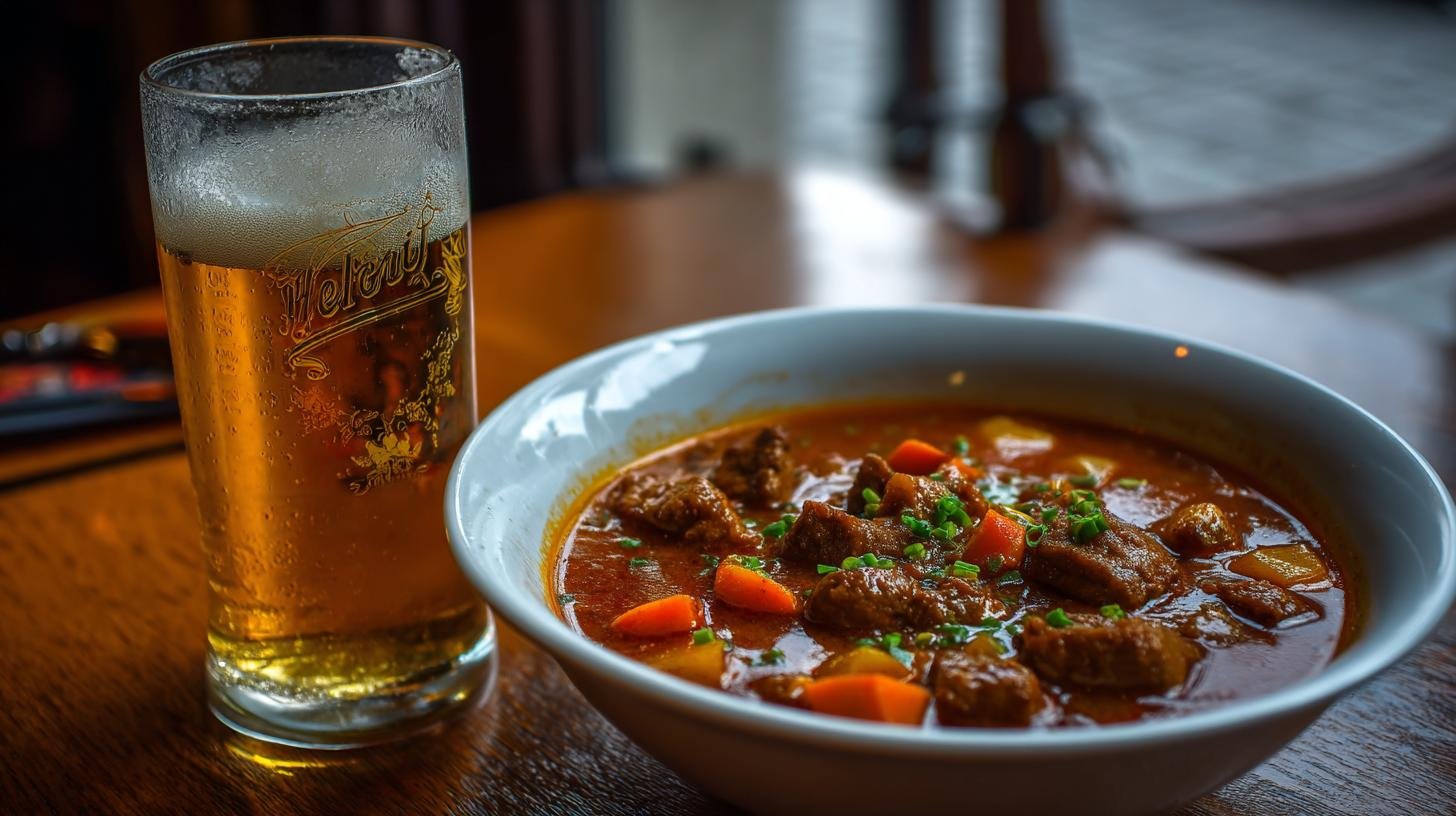 Guláš z vepřového masa, česneku a piva – klasika pro chlapy