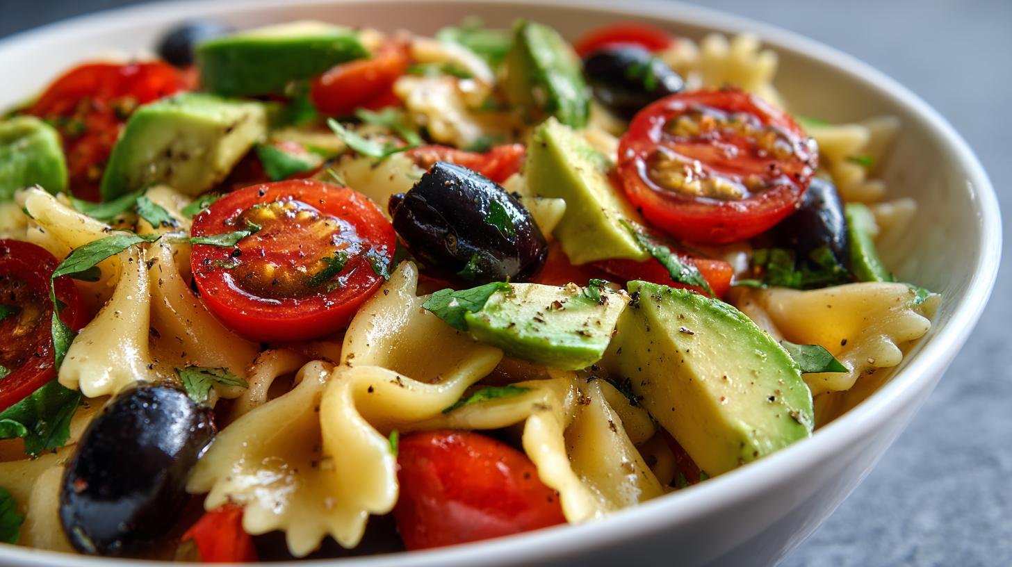 Těstovinový salát s avokádem, rajčaty a olivami – Chutná i studený. Tajemství chuti a šikovné úspory