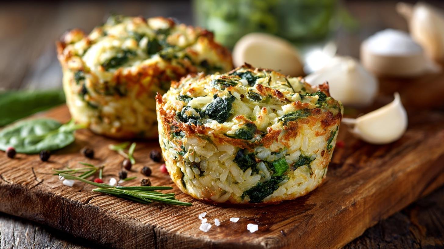 Levné slané muffiny s rýží a špenátem bez námahy. Co budete potřebovat