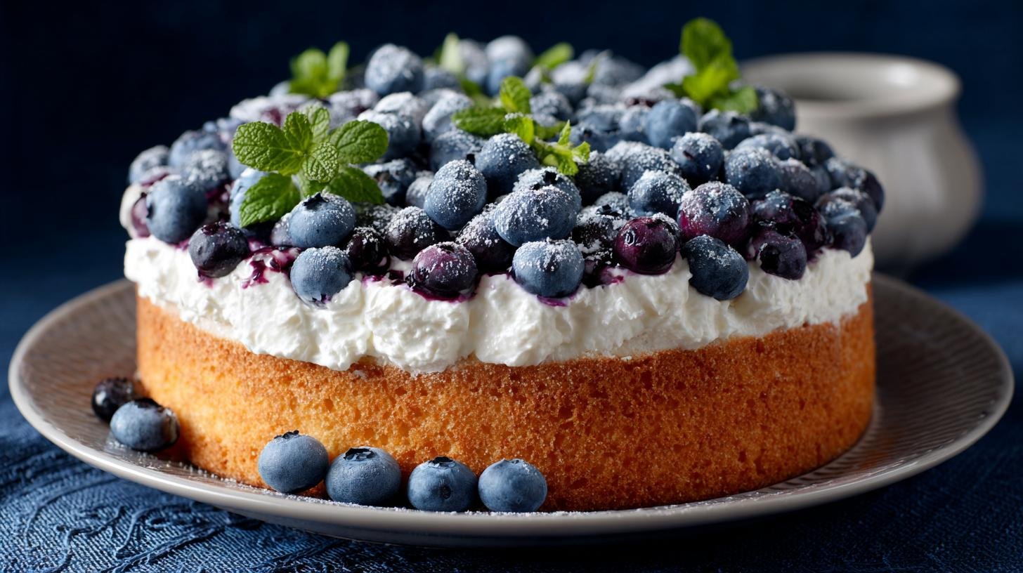 Studený piškotový dort s tvarohem a borůvkami bez námahy 1 Studený piškotový dort s tvarohem a borůvkami bez námahy