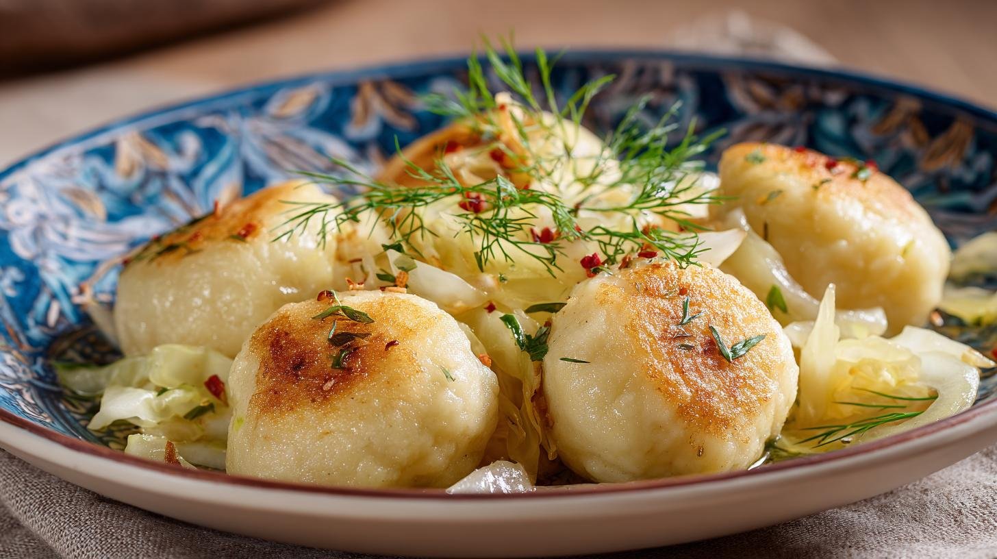 Domácí bramborové knedlíky s cibulkou a zelím bez složitostí