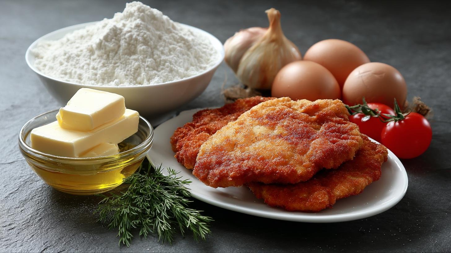 Kuřecí řízek s moukou a máslem v jednoduché úpravě. Postup krok za krokem Kuřecí řízek s moukou a máslem v jednoduché úpravě. Postup krok za krokem