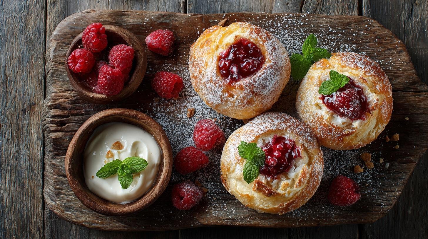 Křupavé koláčky s tvarohem a malinami pro dokonalé ráno. Suroviny a rychlý přehled Křupavé koláčky s tvarohem a malinami pro dokonalé ráno. Suroviny a rychlý přehled