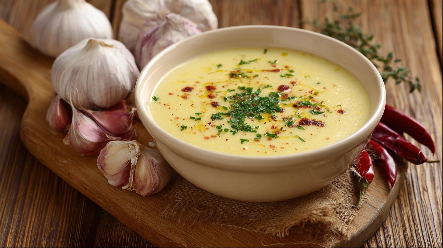 Krémová česnečka s bramborami a majoránkou bez mouky. Suroviny a chytré nákupy Krémová česnečka s bramborami a majoránkou bez mouky. Suroviny a chytré nákupy