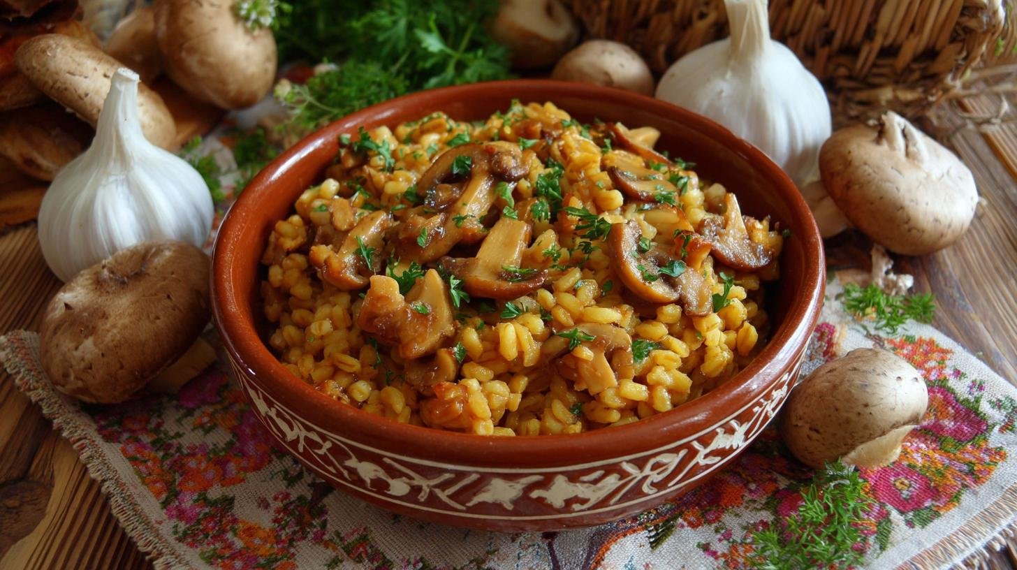 Tradiční kroupový kuba s houbami a česnekem. Jak na to — jednoduchý postup Tradiční kroupový kuba s houbami a česnekem. Jak na to — jednoduchý postup