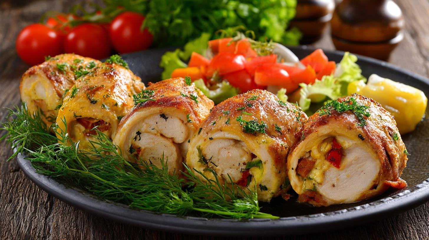 Snadné kuřecí rolky s máslem a zeleninou pro rychlé servírování. Ingredience a pomůcky Snadné kuřecí rolky s máslem a zeleninou pro rychlé servírování. Ingredience a pomůcky