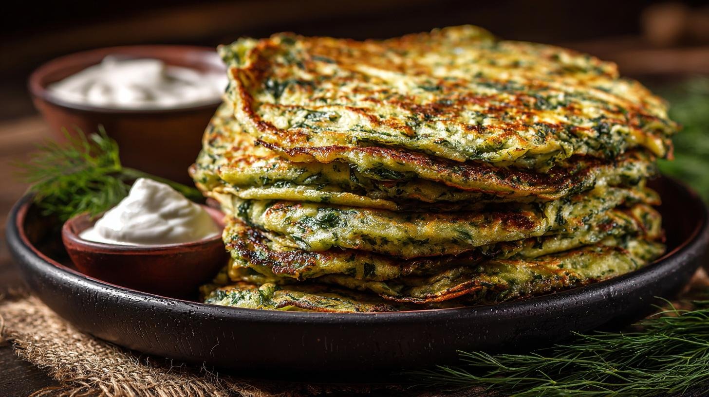 Špenátové placky s moukou a kefírem jako lehký předkrm