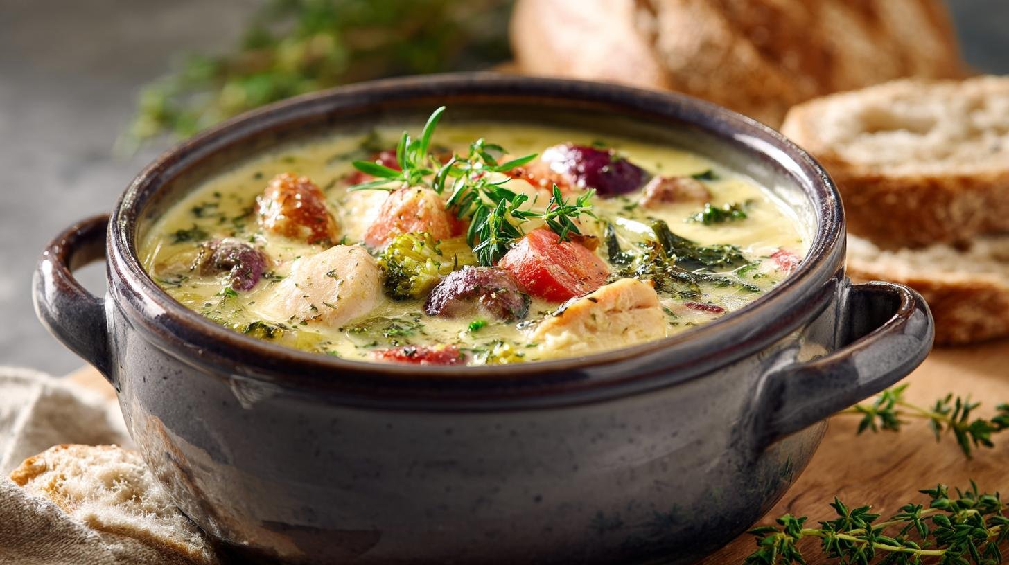 Kuřecí polévka se smetanou a zeleninou bez běžných chyb. Triky šéfkuchaře, které polévku pozvednou Kuřecí polévka se smetanou a zeleninou bez běžných chyb. Triky šéfkuchaře, které polévku pozvednou