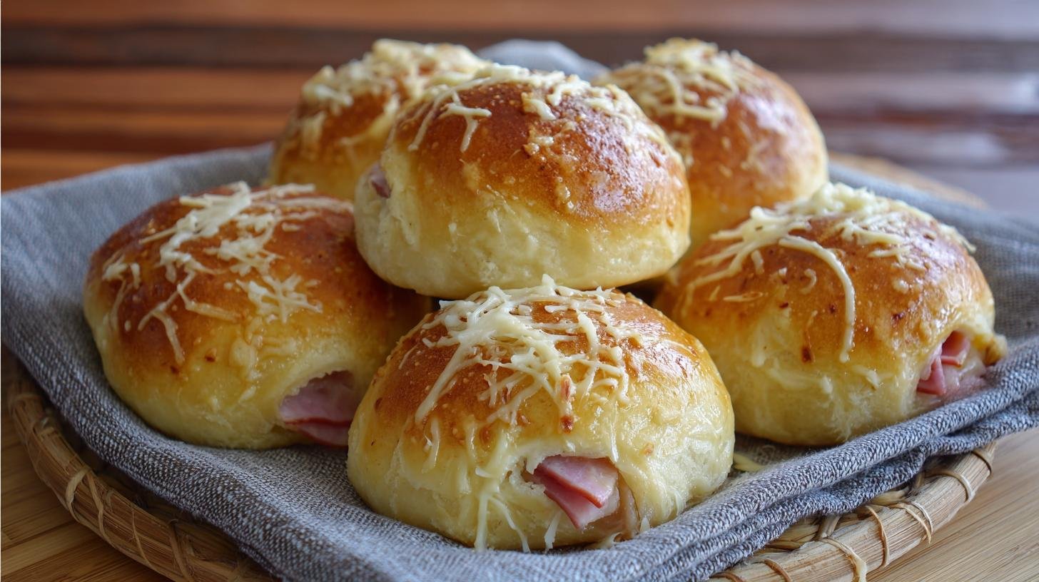 Kynuté záviny se šunkou a sýrem pro rychlou večeři. Postup krok za krokem Kynuté záviny se šunkou a sýrem pro rychlou večeři. Postup krok za krokem