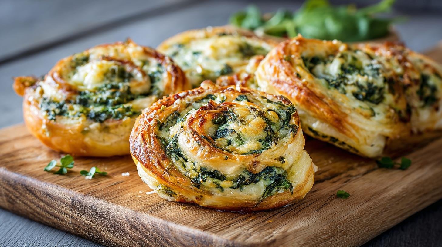 Šneci z listového těsta se špenátem a sýrem bez zbytečné práce. Rychlý postup krok za krokem Šneci z listového těsta se špenátem a sýrem bez zbytečné práce. Rychlý postup krok za krokem