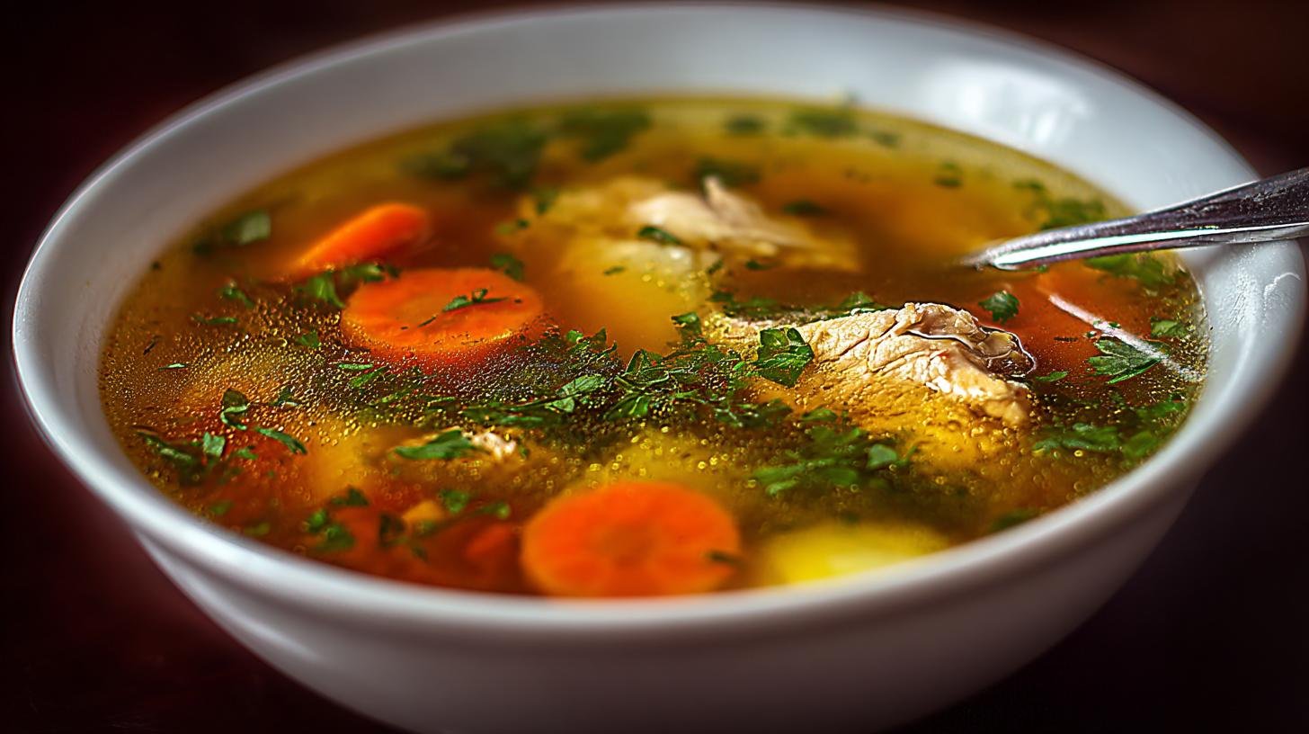 Kuřecí vývar se zeleninou má plnou chuť. Šetření a víceúčelové využití