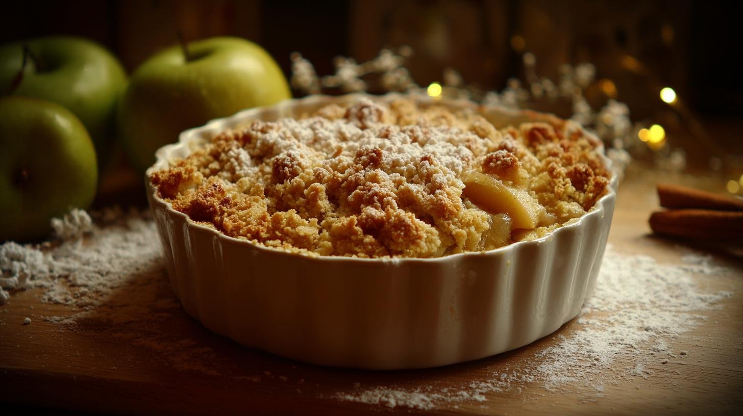 Jablečný crumble s moukou má konečně křupavou vrstvu