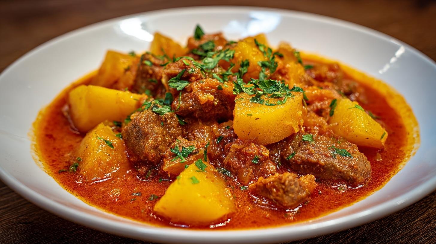 Bramborový guláš s cibulkou má plnější chuť díky triku 6 Bramborový guláš s cibulkou má plnější chuť díky triku