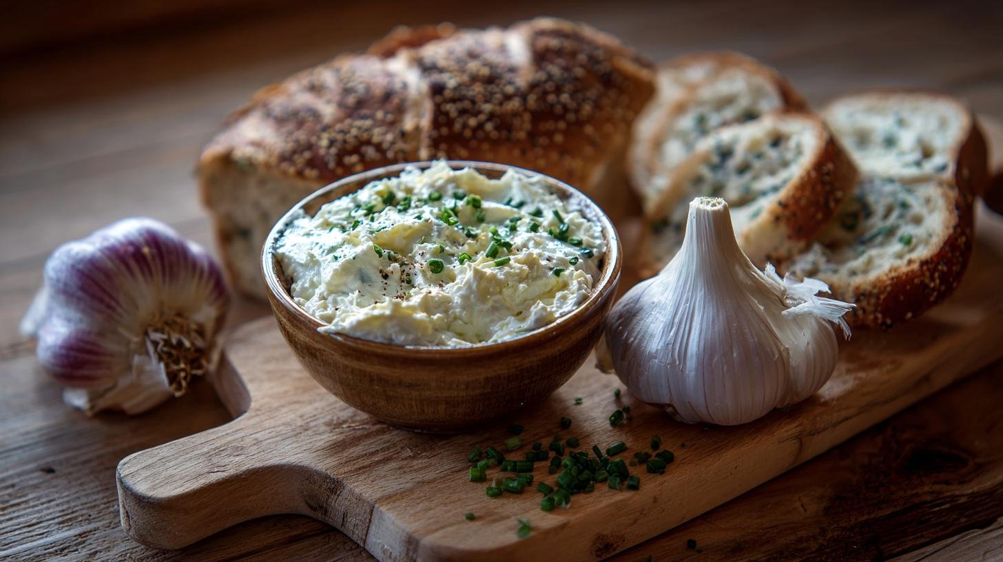 Domácí pomazánka z tvarohu a česneku pro lehké pohoštění