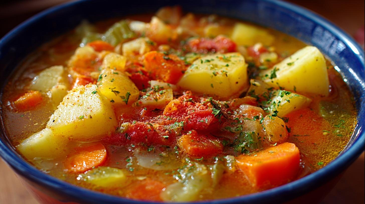 Sytá zeleninová polévka s bramborami pro celý týden. Ingredience a rychlý postup Sytá zeleninová polévka s bramborami pro celý týden. Ingredience a rychlý postup