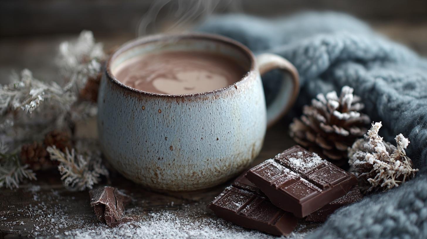 Rychlý zimní pohár z mléko a čokoláda