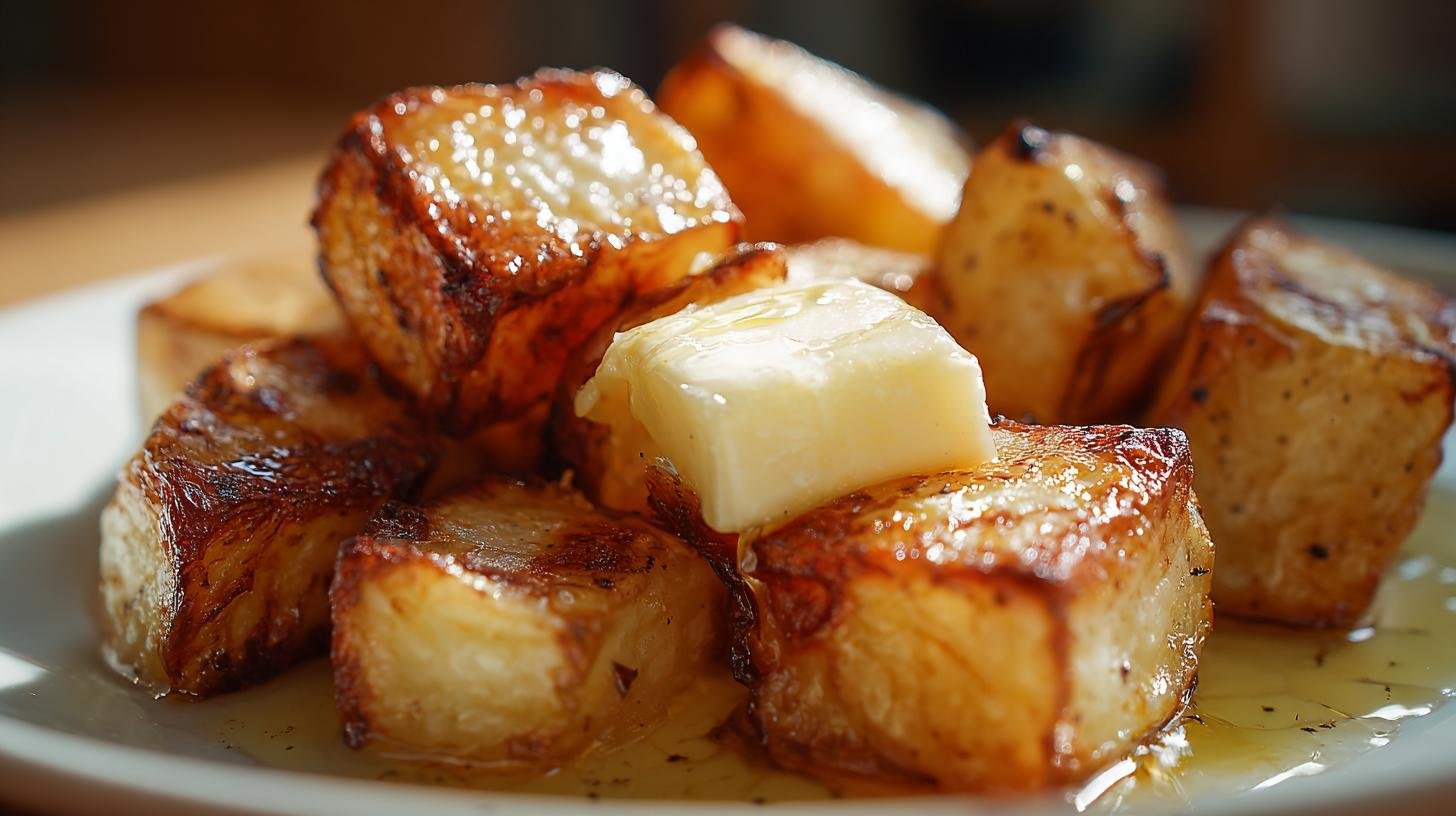 Brambory na pánvi s máslem konečně křupavé