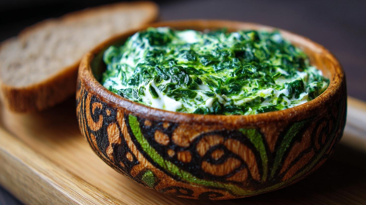 Špenátová pomazánka se smetanou má jemnější chuť