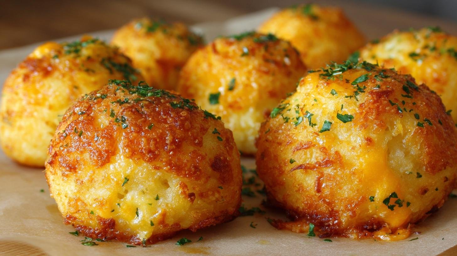 Pečené bramborové kuličky se sýrem jsou pevnější díky triku. Ten trik: více škrobu a chladnutí před pečením Pečené bramborové kuličky se sýrem jsou pevnější díky triku. Ten trik: více škrobu a chladnutí před pečením