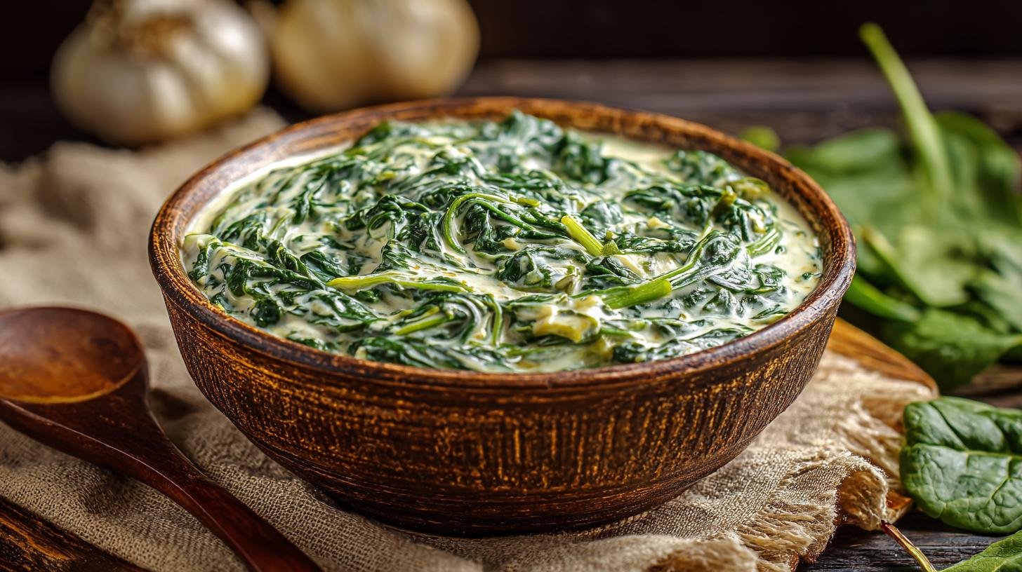 Špenát se smetanou podle starého postupu. Ingredience a šetrné nákupy