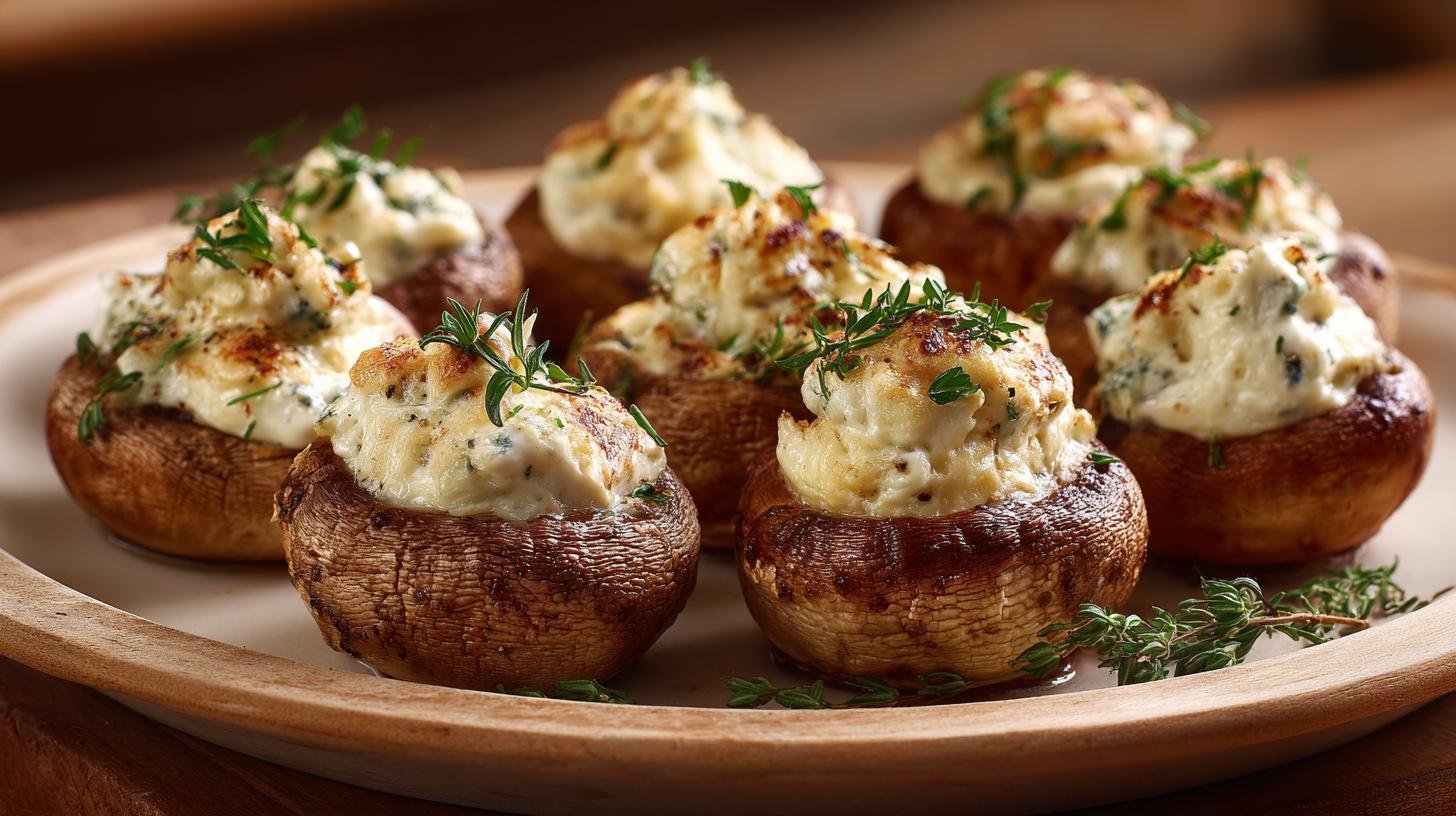 Pečené žampiony se smetanou a sýrem jako teplý předkrm