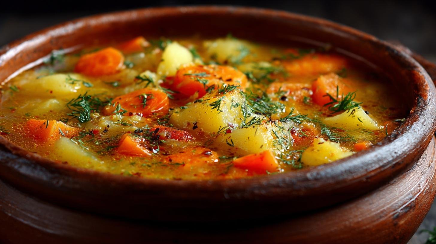 Hustá zeleninová polévka z mrkve a brambor bez zahušťování