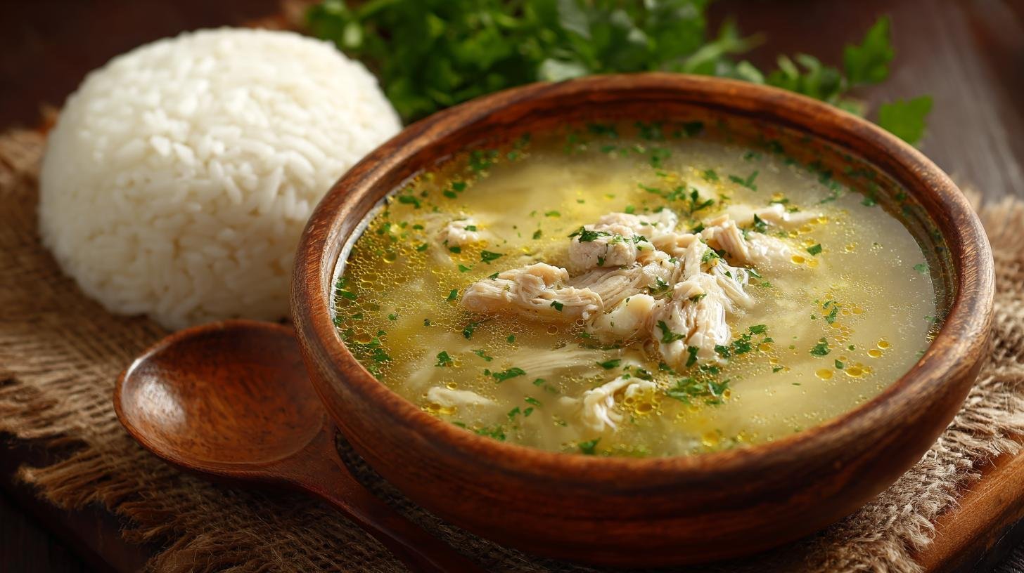 Polévka z kuřecí maso a rýže posilující