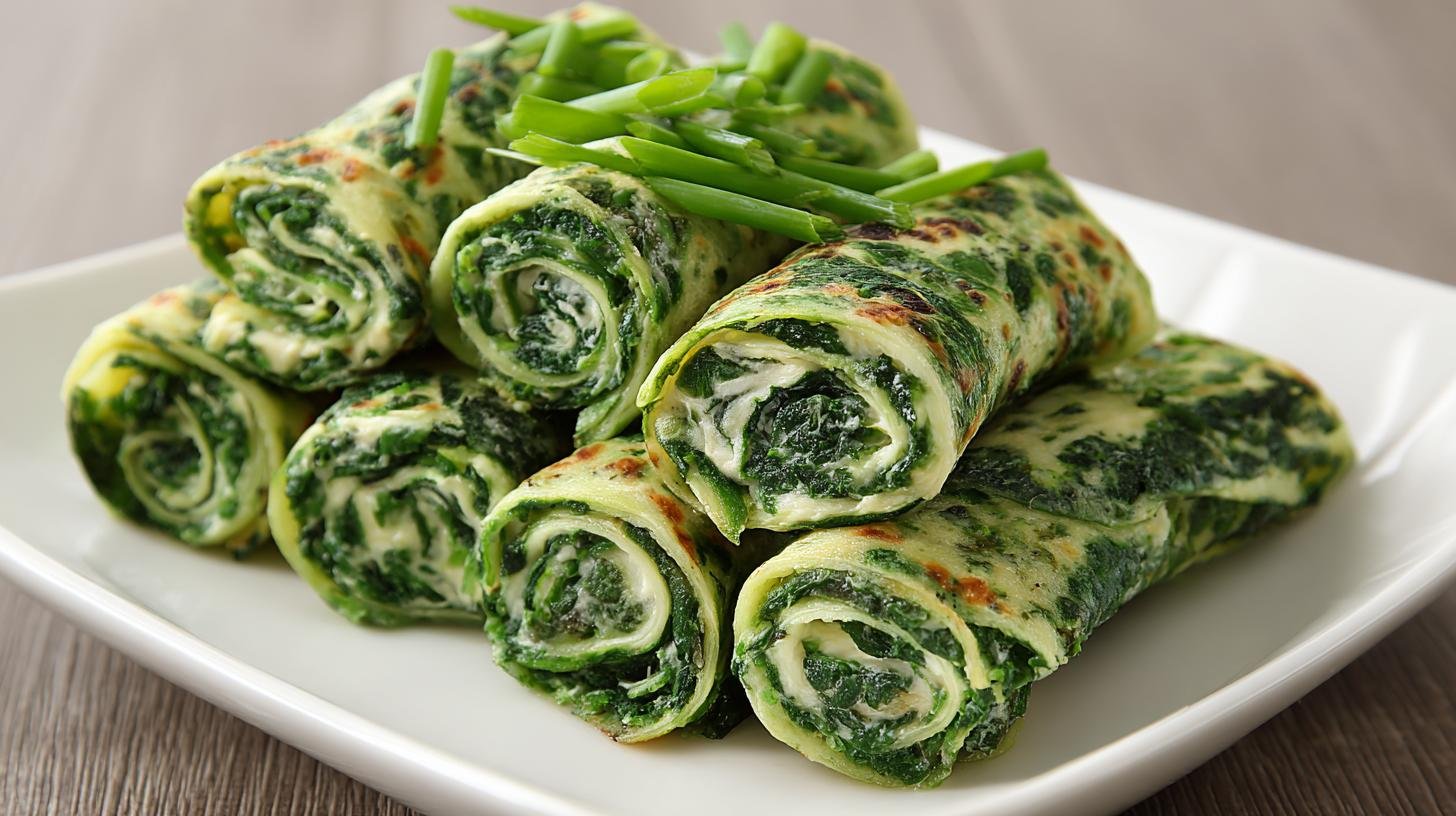 Jednoduché rolky ze špenátu s krémovou chutí. Ingredience