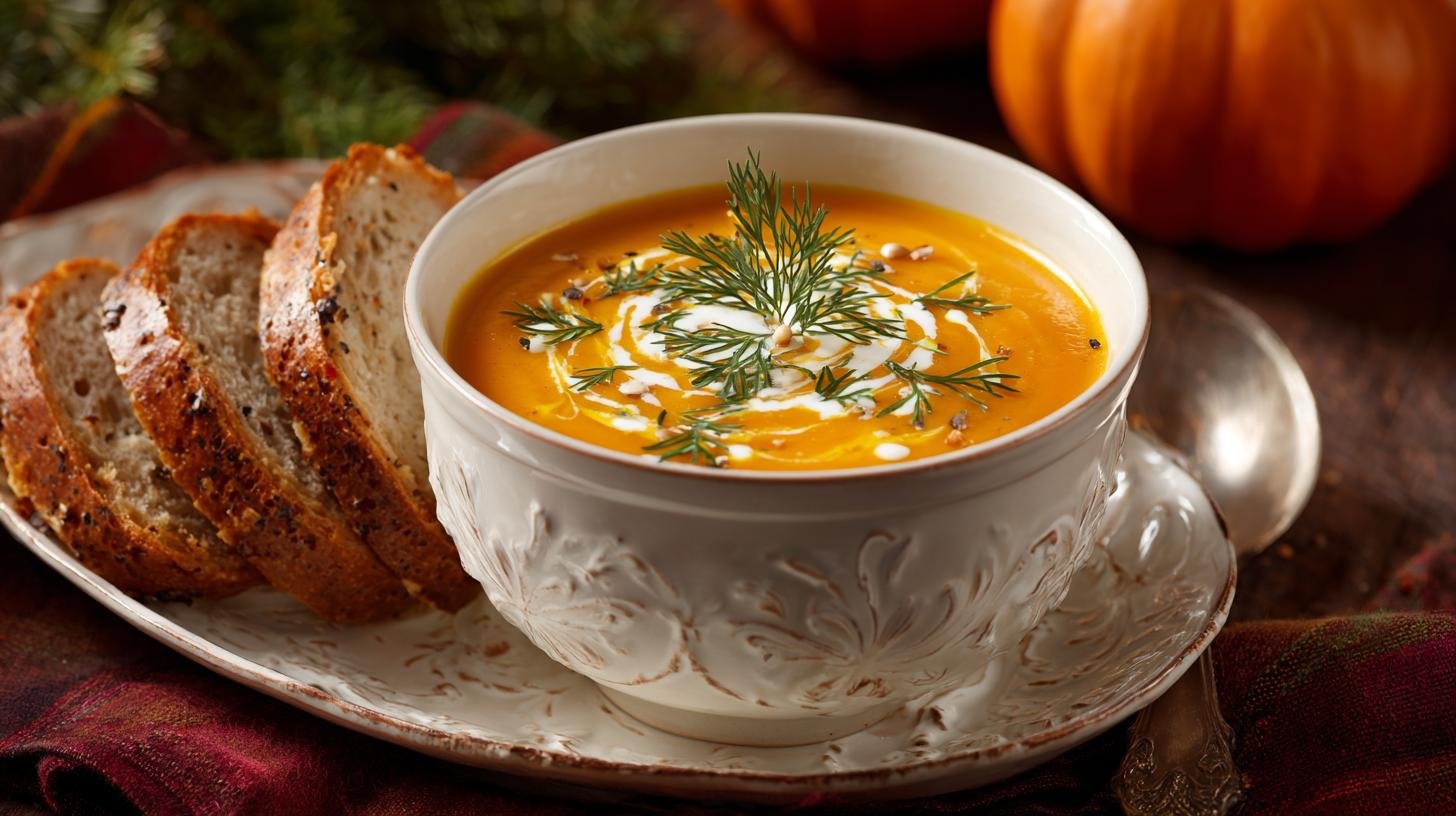 Krémová polévka z dýně a smetana rychle hotová. Servírování a pár variací