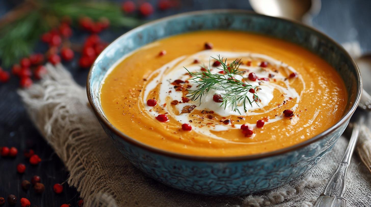 Krémová polévka z mrkve se smetanou jemná do zimy