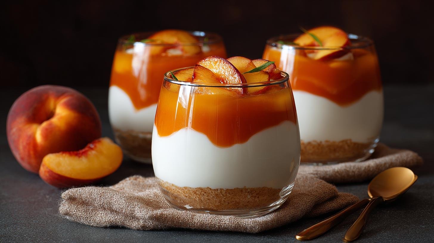 Tvarohový pohár s broskvemi a rychlým trikem pro vrstvení. Malé zdobení, velký dojem