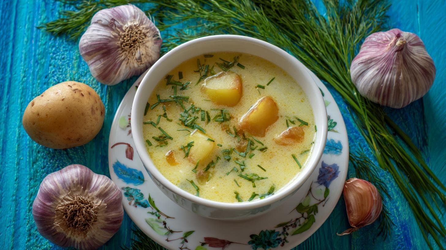 Česneková polévka s brambory bez chyb. Ingredience a chyby, kterým se vyhnout