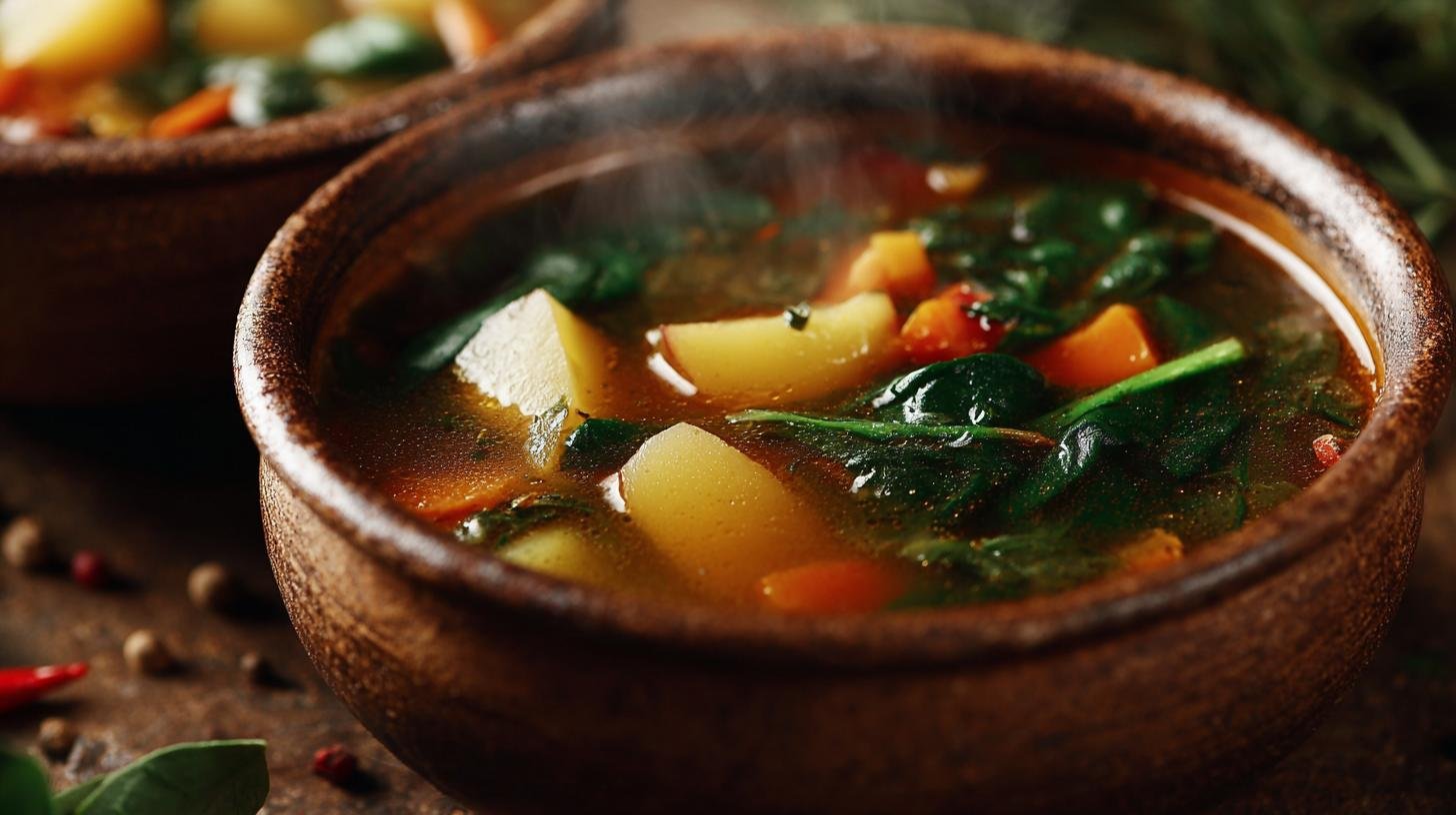 Zeleninová polévka z špenát a brambory lehká