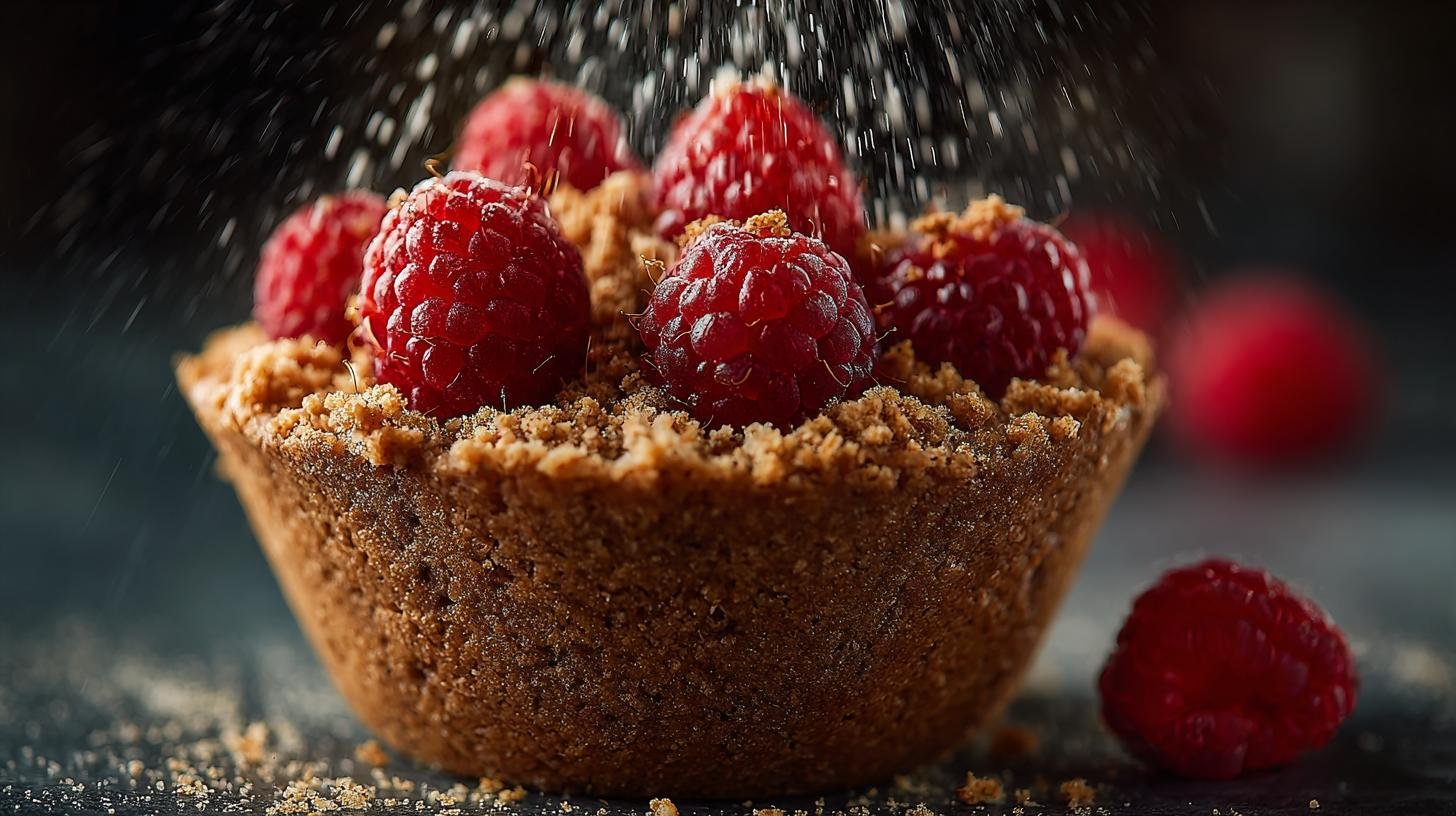 Piškotový pohár s malinami a drobným tipem pro nadýchanost