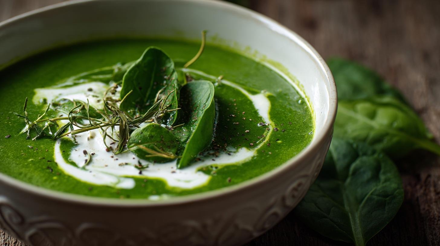 Zimní polévka ze špenátu se smetanou rychlá a jemná