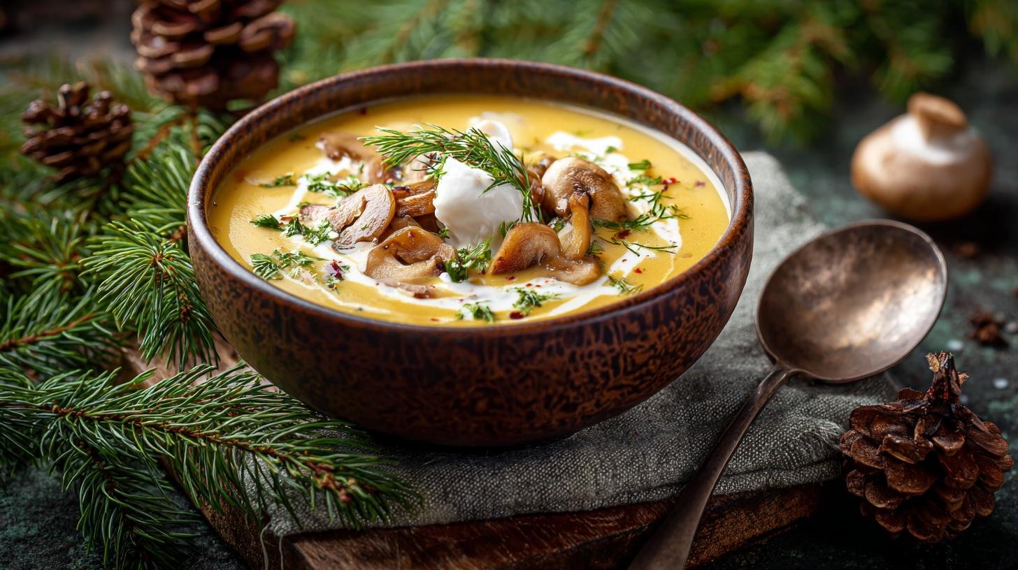 Bramboračka z brambory a houby voní lesem