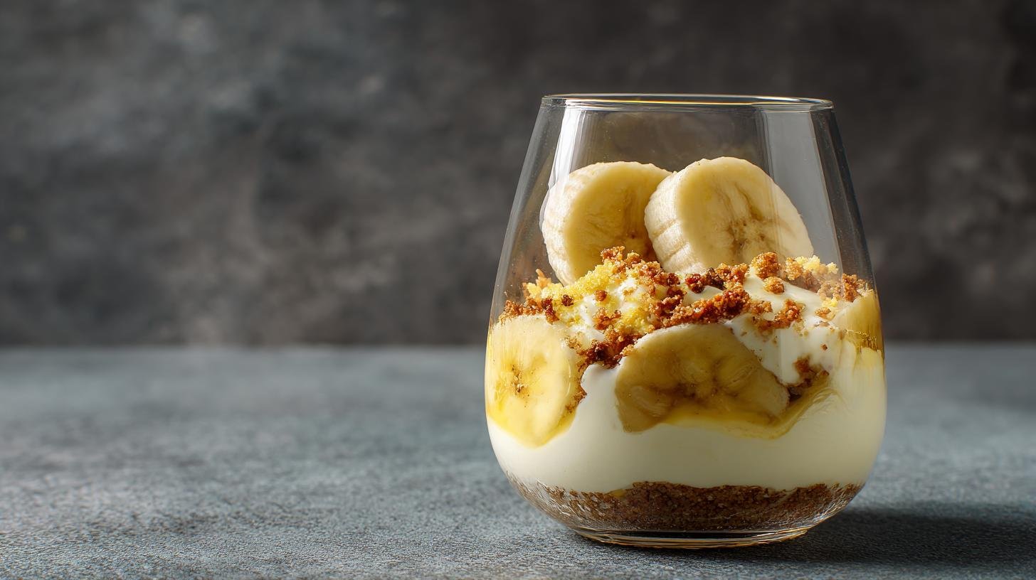 Dezert do skla z banánu a tvarohu na únor