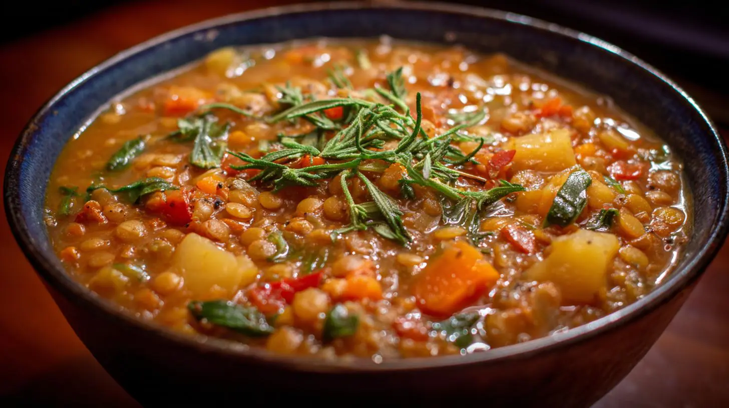 Hustá polévka z čočka a zelenina sytá