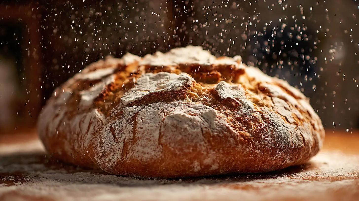 Domácí chléb z mouka a voda drží