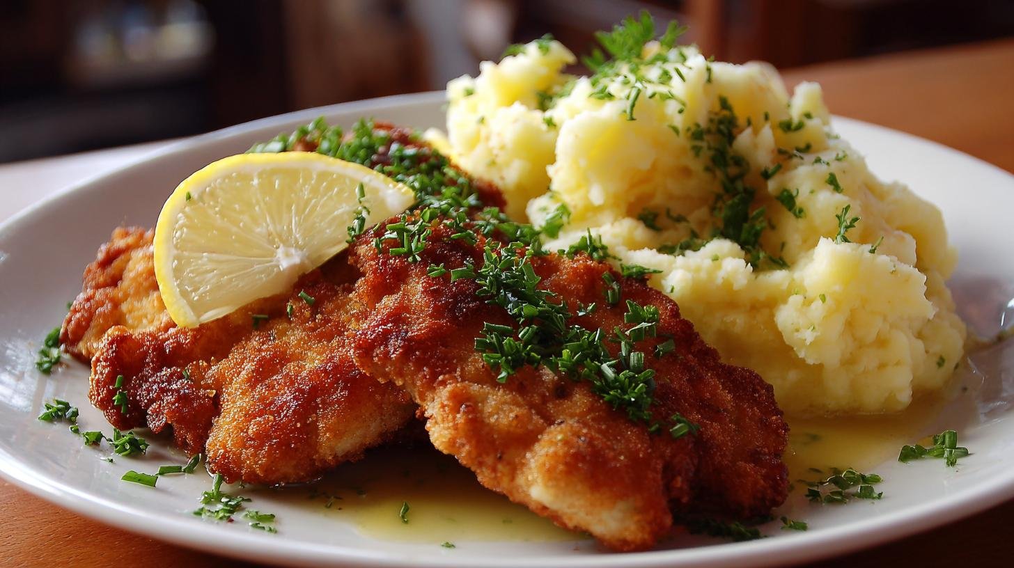 Kuřecí řízek s bramborovou kaší nadýchaný. Tajemství nadýchání kaše — jednoduché a funkční