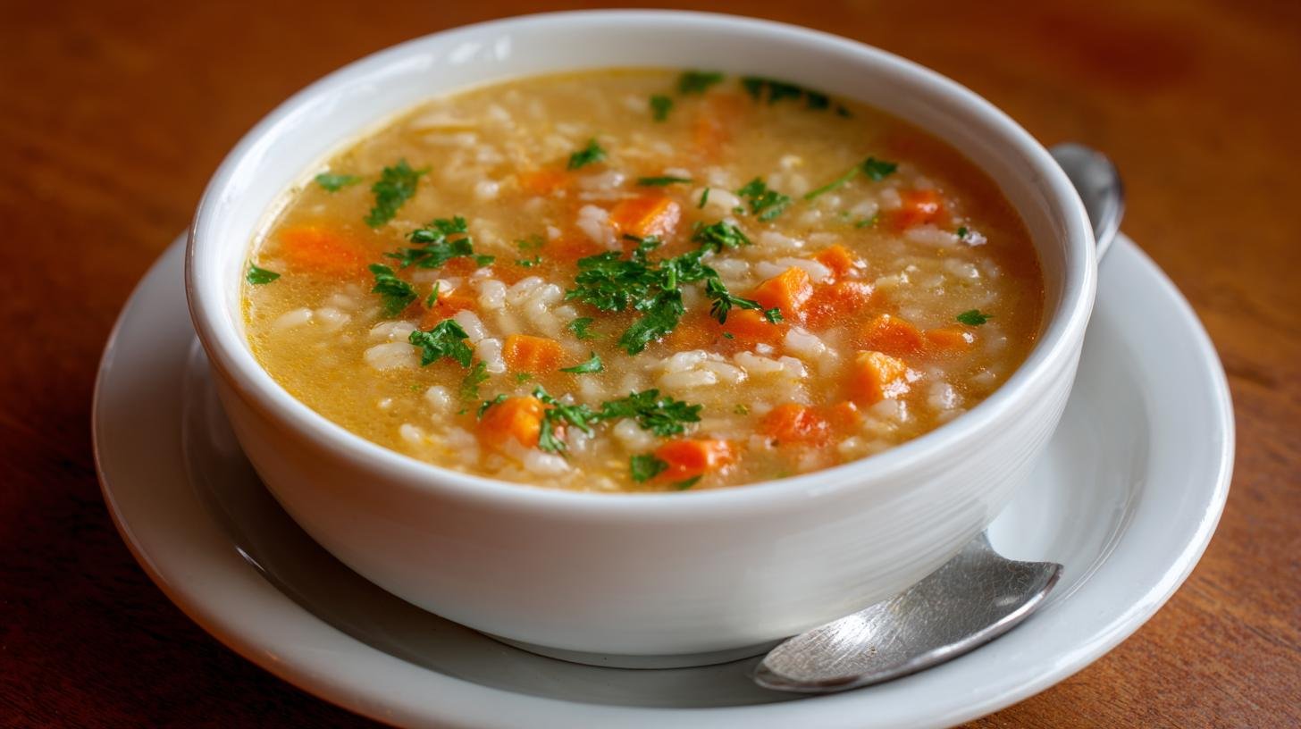 Rychlá polévka z rýže a mrkev snadná