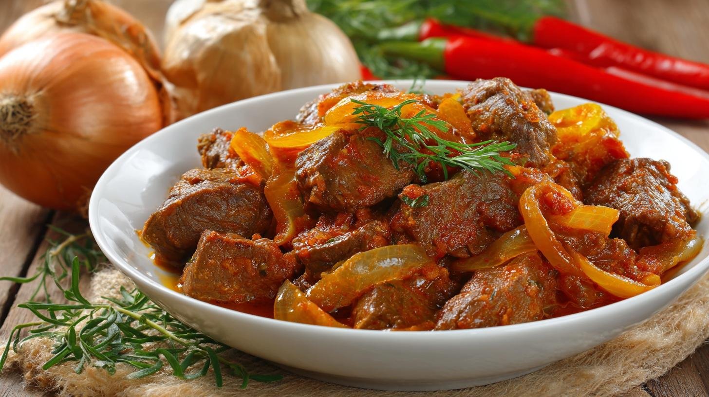 Hovězí guláš s cibulí hustý bez zahušťování moukou. Proč funguje zahušťování bez mouky