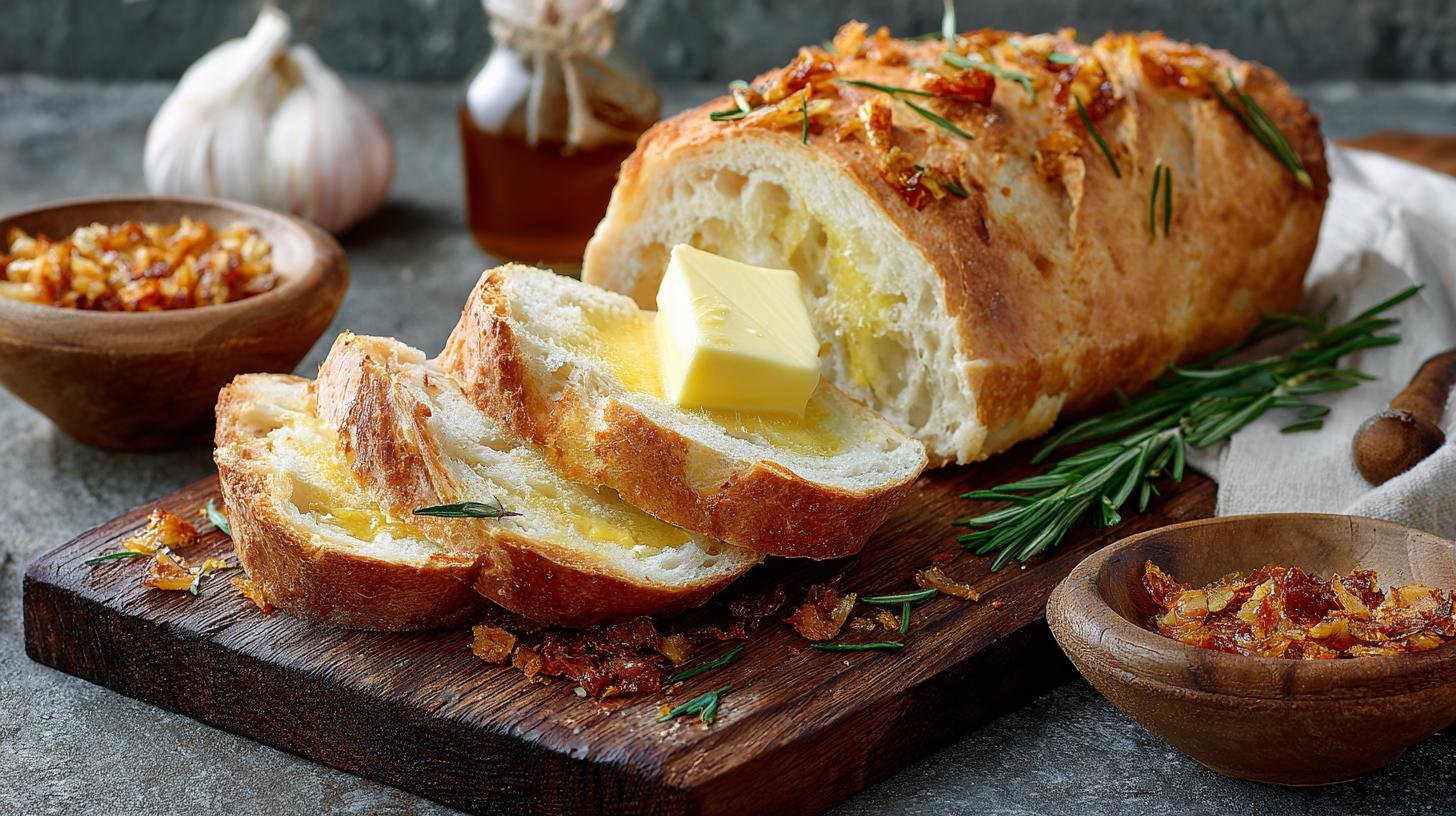 Pečený chléb s máslo a česnek křupavý. Rychlý recept a přehled ingrediencí