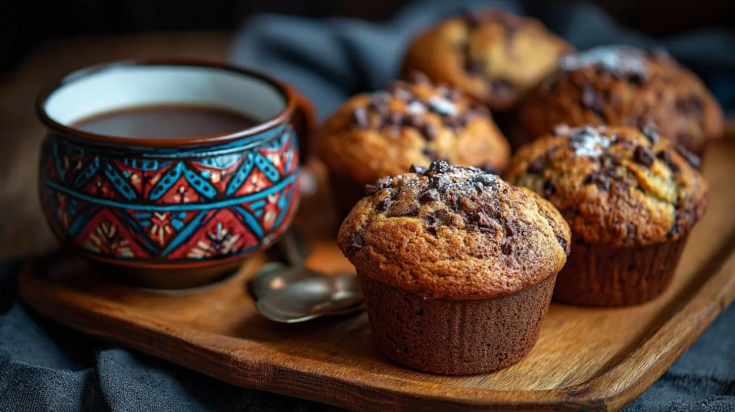 Banánové muffiny s kakaem rychlé na ledové dny
