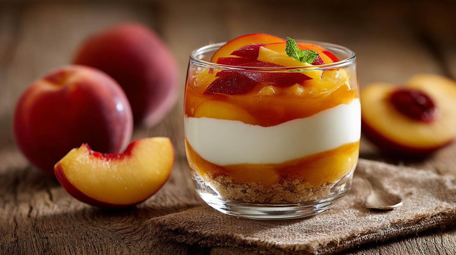 Tvarohový pohár s broskvemi a rychlým trikem pro vrstvení