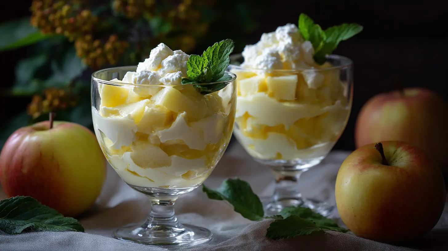 Skleničkový dezert z jablka a tvaroh snadno 1 Skleničkový dezert z jablka a tvaroh snadno