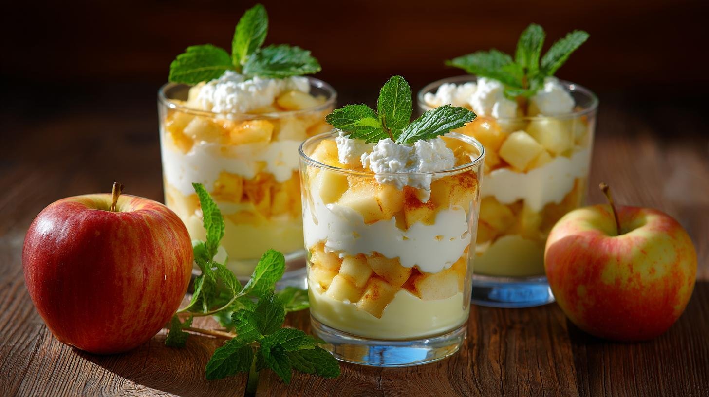 Skleničkový dezert z jablka a tvaroh snadno. Rychlý postup krok za krokem