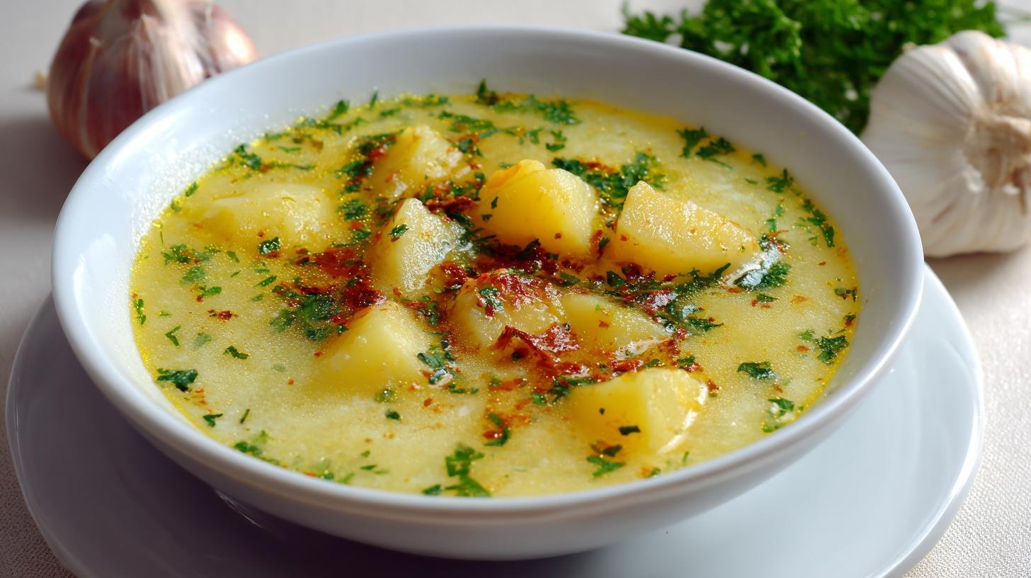 Česneková polévka s brambory správný postup bez chyb