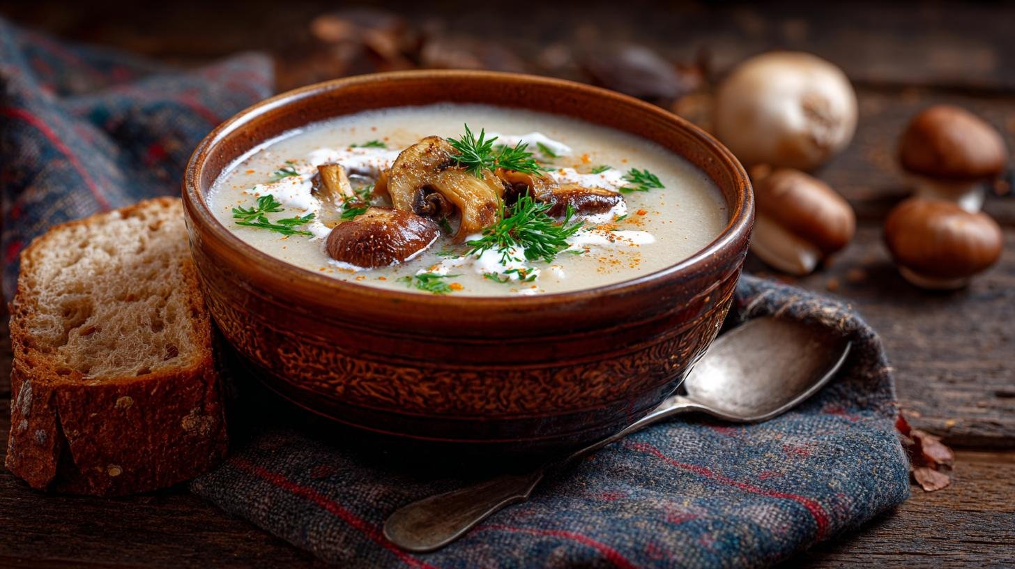 Bramboračka se smetanou a houbami zahřeje v mrazu