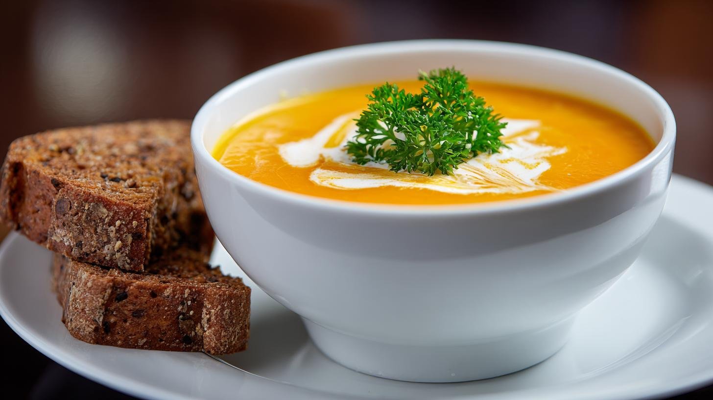 Krémová polévka z mrkve se smetanou jemná do zimy. Servírování a tajný krok Krémová polévka z mrkve se smetanou jemná do zimy. Servírování a tajný krok